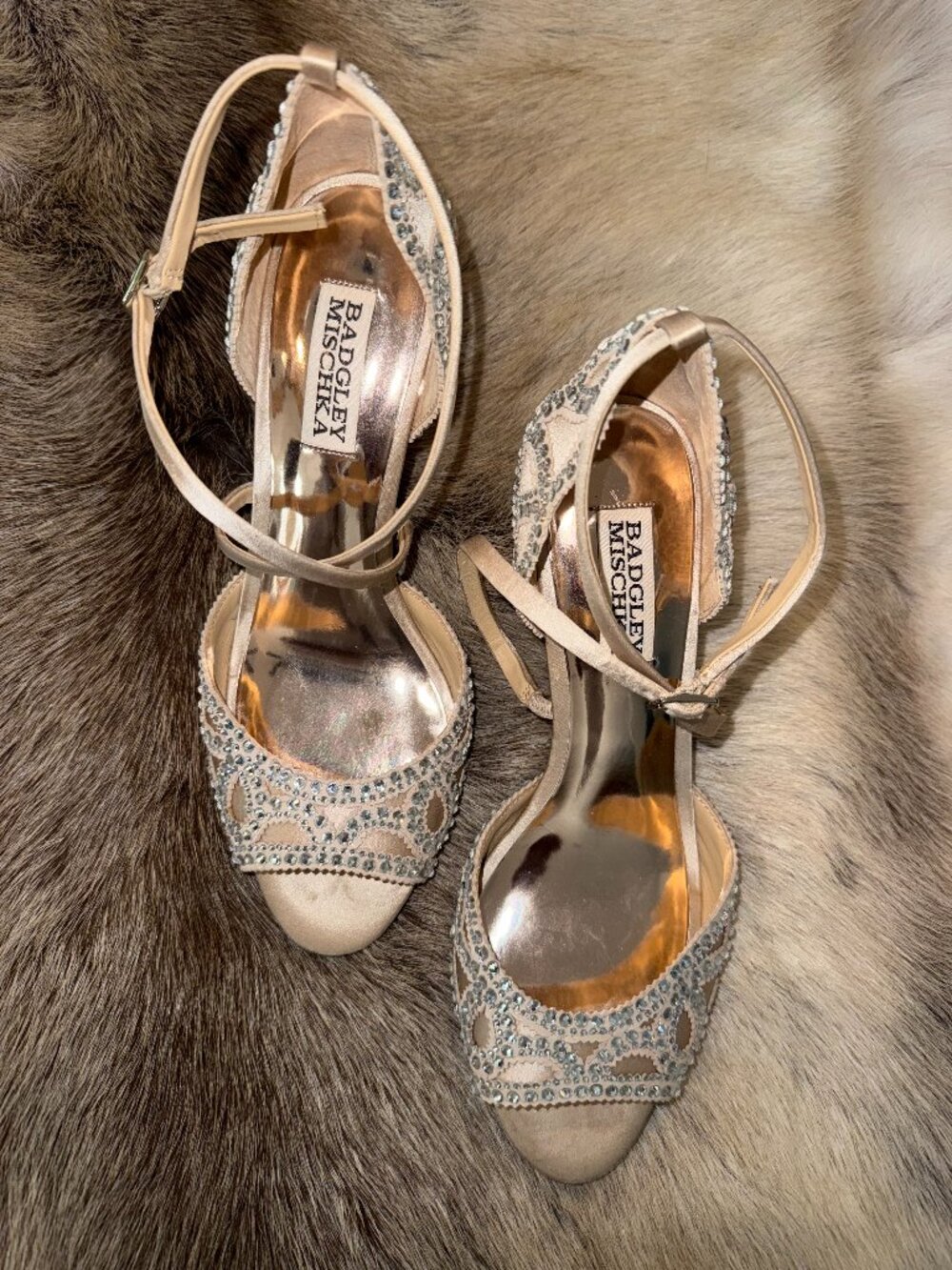 Badgley Mischka Satin Rhinestone Heels
